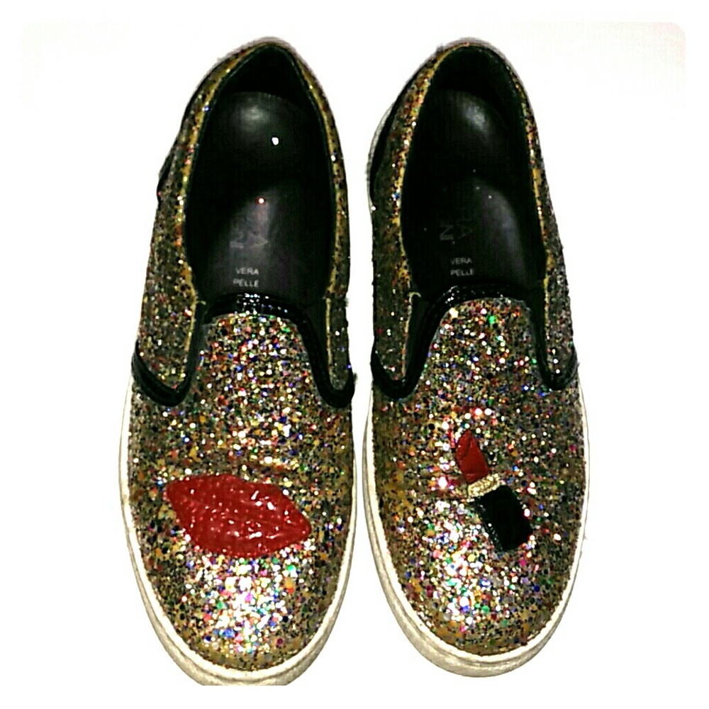 CHIARA FERRAGNI Glitter Lipstick Slip On Shoes